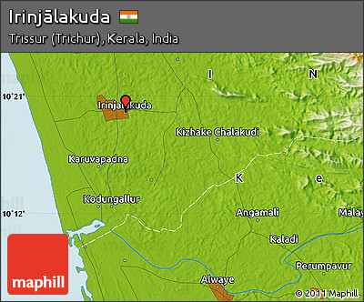 Physical Map of Irinjālakuda
