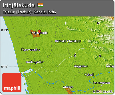 Physical Map of Irinjālakuda