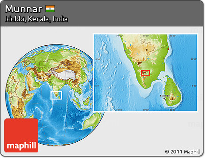 Munnar In India Map Free Physical Location Map Of Munnar