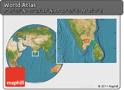 Satellite Location Map of the Area around 10° 7' 21" N, 78° 16' 30" E