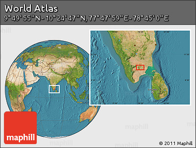 Satellite Location Map of the Area around 10° 7' 21" N, 78° 16' 30" E