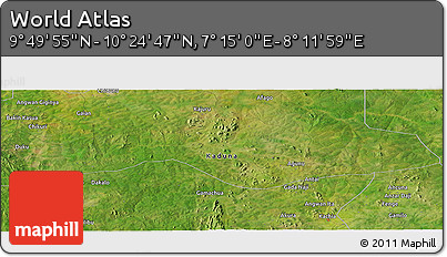 Satellite Panoramic Map of the Area around 10° 7' 21" N, 7° 43' 29" E