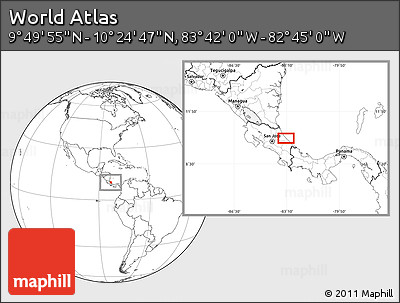 Blank Location Map of the Area around 10° 7' 21" N, 83° 13' 29" W