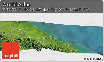 Satellite Panoramic Map of the Area around 10° 7' 21" N, 83° 13' 29" W
