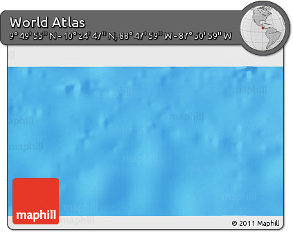 Physical 3D Map of the Area around 10° 7' 21" N, 88° 19' 29" W