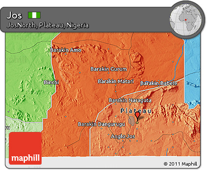 Political 3D Map of Jos