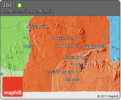 Political 3D Map of Jos