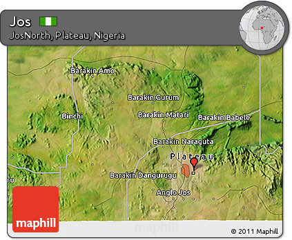 Satellite 3D Map of Jos