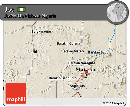 Shaded Relief 3D Map of Jos