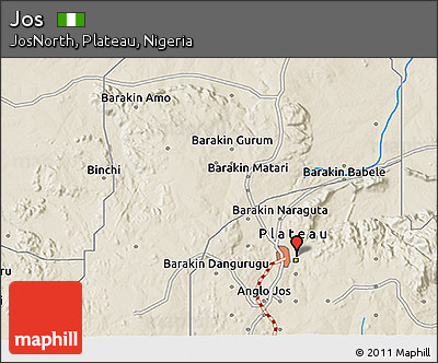 Shaded Relief 3D Map of Jos