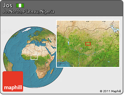 Satellite Location Map of Jos