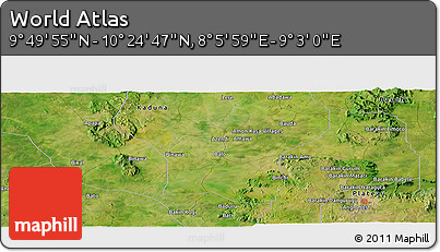 Satellite Panoramic Map of the Area around 10° 7' 21" N, 8° 34' 29" E