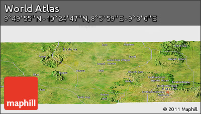 Satellite Panoramic Map of the Area around 10° 7' 21" N, 8° 34' 29" E