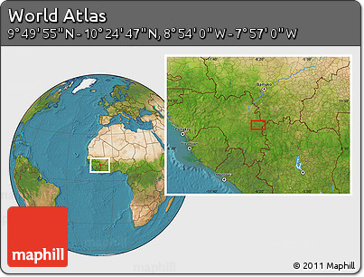 Satellite Location Map of the Area around 10° 7' 21" N, 8° 25' 30" W