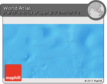 Physical 3D Map of the Area around 10° 7' 21" N, 90° 10' 30" E