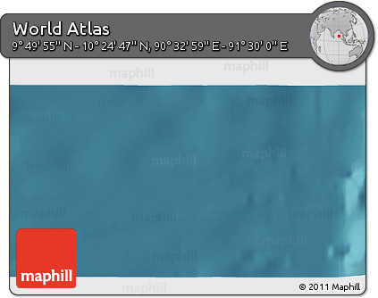 Satellite 3D Map of the Area around 10° 7' 21" N, 91° 1' 30" E
