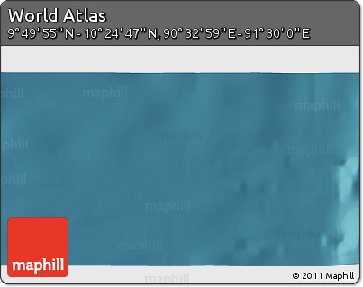 Satellite 3D Map of the Area around 10° 7' 21" N, 91° 1' 30" E