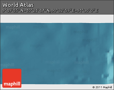 Satellite 3D Map of the Area around 10° 7' 21" N, 91° 1' 30" E