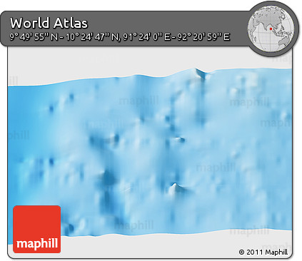 Physical 3D Map of the Area around 10° 7' 21" N, 91° 52' 30" E