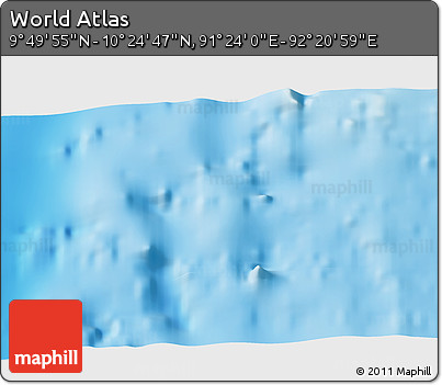 Physical 3D Map of the Area around 10° 7' 21" N, 91° 52' 30" E