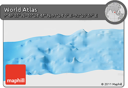 Physical Panoramic Map of the Area around 10° 7' 21" N, 91° 52' 30" E