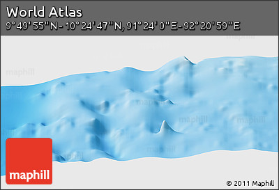 Physical Panoramic Map of the Area around 10° 7' 21" N, 91° 52' 30" E