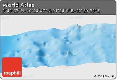 Physical Panoramic Map of the Area around 10° 7' 21" N, 91° 52' 30" E