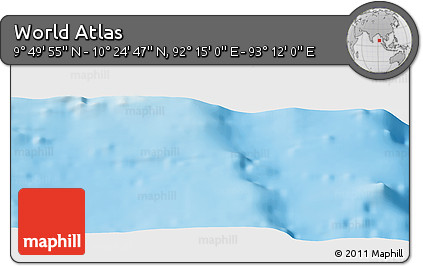 Physical Panoramic Map of the Area around 10° 7' 21" N, 92° 43' 29" E