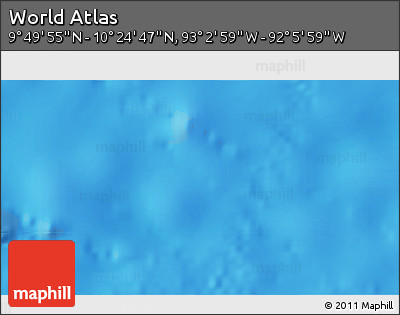 Physical 3D Map of the Area around 10° 7' 21" N, 92° 34' 29" W