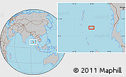 Gray Location Map of the area around 10° 7' 21" N, 94° 25' 30" E
