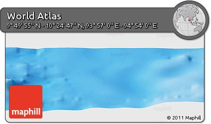 Shaded Relief Panoramic Map of the Area around 10° 7' 21" N, 94° 25' 30" E