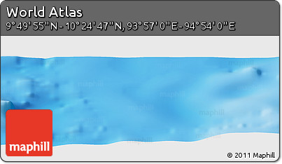 Shaded Relief Panoramic Map of the Area around 10° 7' 21" N, 94° 25' 30" E
