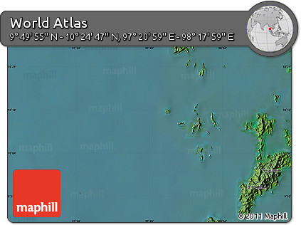 Satellite Map of the Area around 10° 7' 21" N, 97° 49' 29" E