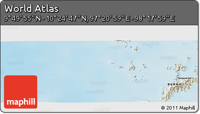 Shaded Relief Panoramic Map of the Area around 10° 7' 21" N, 97° 49' 29" E