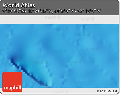 Physical 3D Map of the Area around 10° 7' 21" N, 97° 40' 30" W