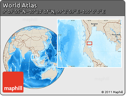 Shaded Relief Location Map of the Area around 10° 7' 21" N, 99° 31' 30" E