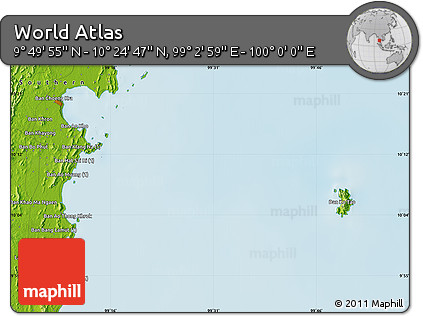 Physical Map of the Area around 10° 7' 21" N, 99° 31' 30" E