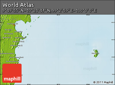 Physical Map of the Area around 10° 7' 21" N, 99° 31' 30" E