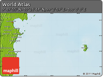 Physical Map of the Area around 10° 7' 21" N, 99° 31' 30" E