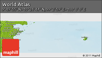 Physical Panoramic Map of the Area around 10° 7' 21" N, 99° 31' 30" E