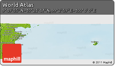 Physical Panoramic Map of the Area around 10° 7' 21" N, 99° 31' 30" E