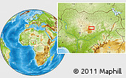 Physical Location Map of the area around 10° 7' 21" N, 9° 25' 30" E