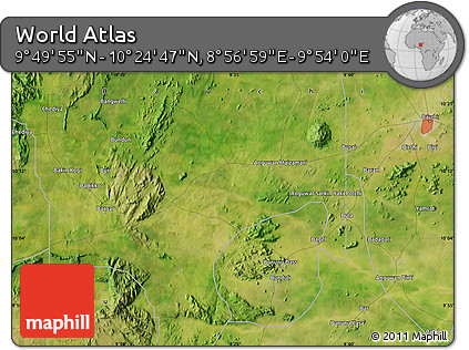 Satellite Map of the Area around 10° 7' 21" N, 9° 25' 30" E