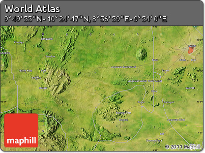 Satellite Map of the Area around 10° 7' 21" N, 9° 25' 30" E