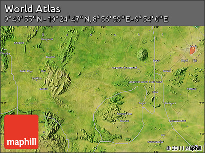 Satellite Map of the Area around 10° 7' 21" N, 9° 25' 30" E