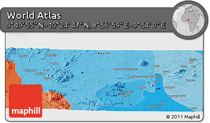 Political Panoramic Map of the Area around 10° 7' 21" N, 9° 25' 30" E