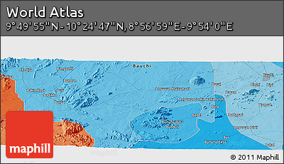 Political Panoramic Map of the Area around 10° 7' 21" N, 9° 25' 30" E