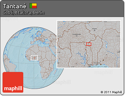 Gray Location Map of Tantané, hill shading