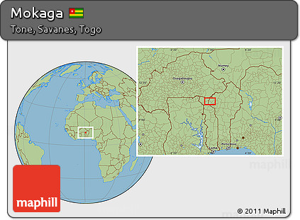 Savanna Style Location Map of Mokaga