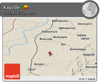 Shaded Relief Panoramic Map of Kayodé